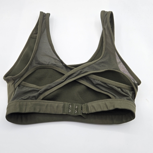 Offline x Aerie | Olive Green Mesh Back Sports Bra Size Medium - Picture 3 of 6